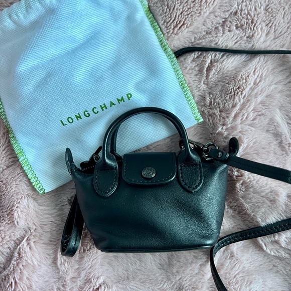 🚫 SOLD Longchamp Le Pliage Nano XS in Black Leather - Picture 3 of 7